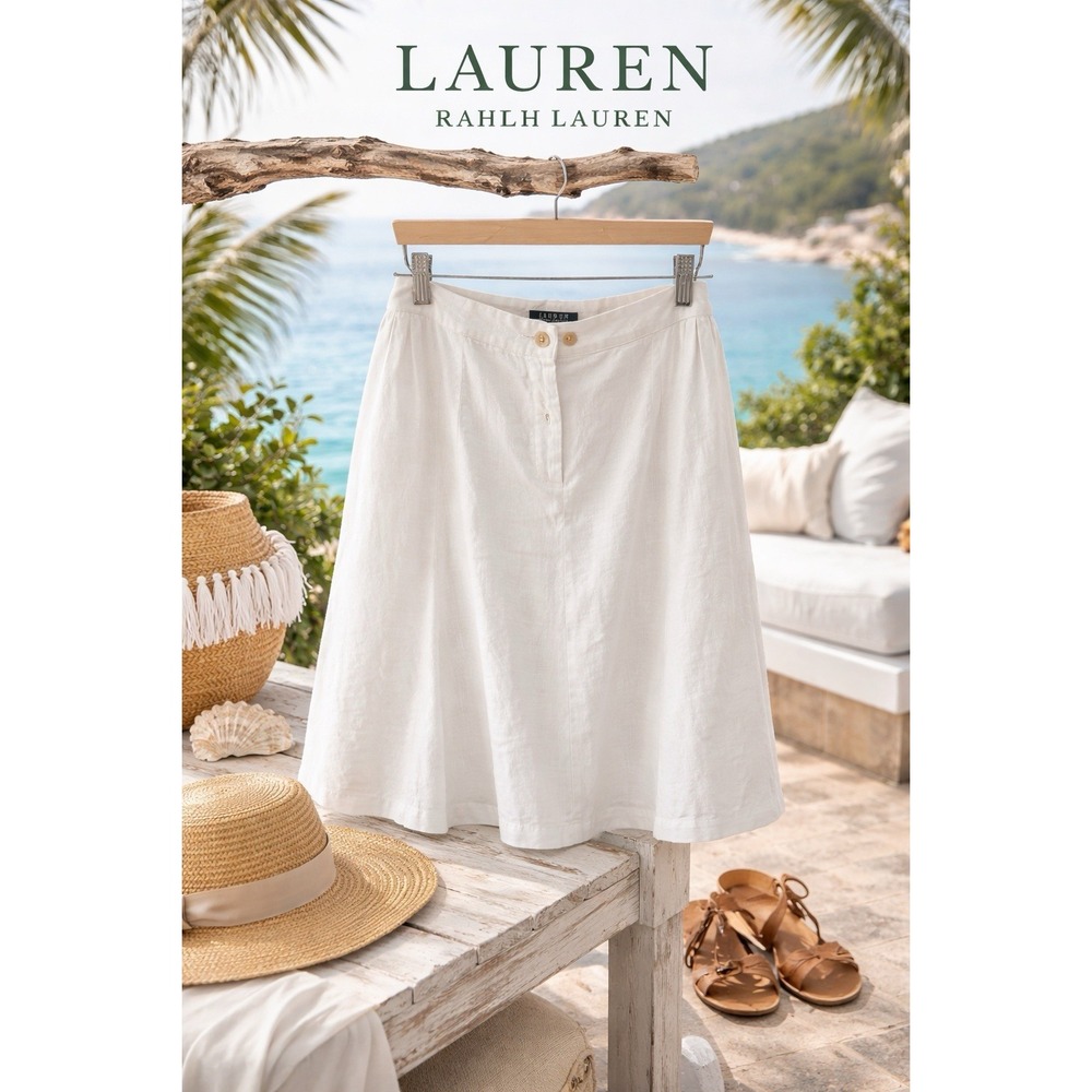 Polo by Ralph Lauren White Linen A-Line Mini Skirt